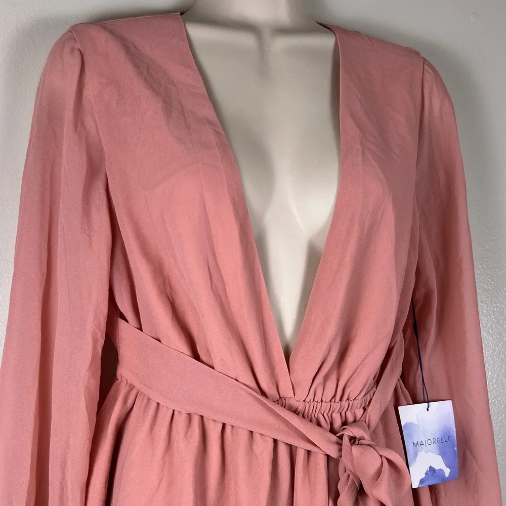 Revolve MAJORELLE Berkshire Mini Dress Chiffon Fully Lined Blush Pink Size Small